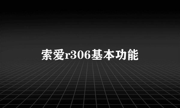 索爱r306基本功能