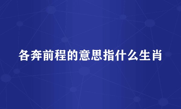 各奔前程的意思指什么生肖
