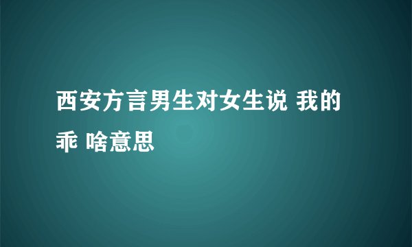 西安方言男生对女生说 我的乖 啥意思