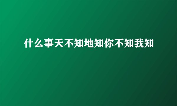 什么事天不知地知你不知我知