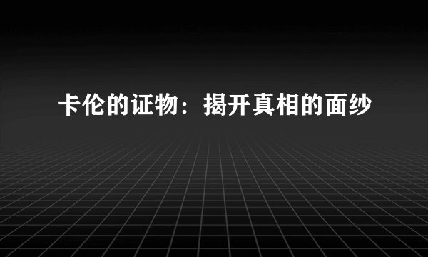 卡伦的证物：揭开真相的面纱