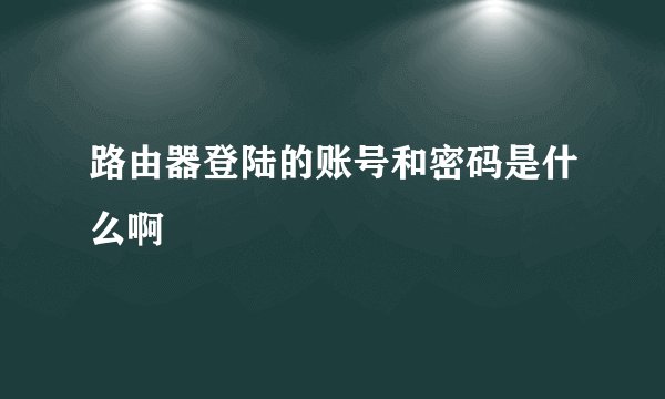 路由器登陆的账号和密码是什么啊