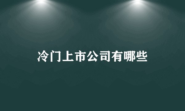 冷门上市公司有哪些