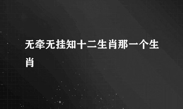 无牵无挂知十二生肖那一个生肖