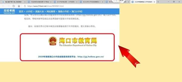 海口小升初成绩怎么查询2020