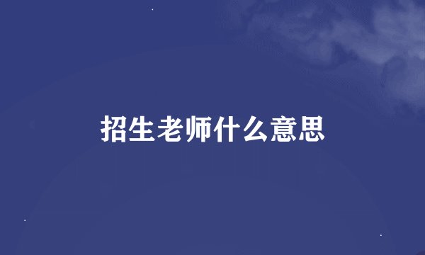 招生老师什么意思