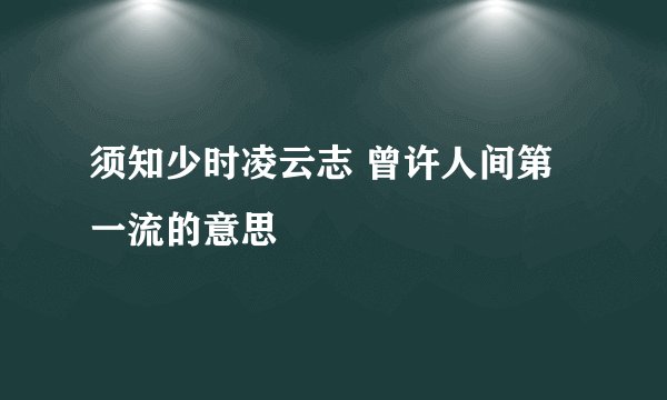 须知少时凌云志 曾许人间第一流的意思