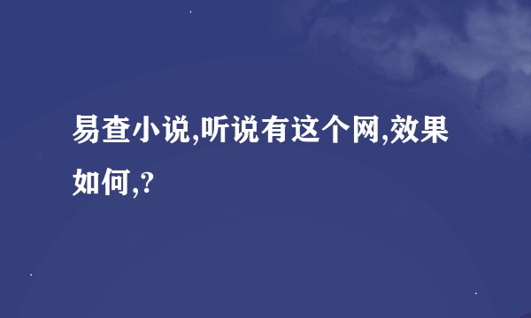 易查小说,听说有这个网,效果如何,?