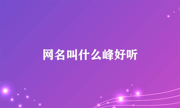 网名叫什么峰好听