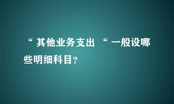 “ 其他业务支出 “ 一般设哪些明细科目？