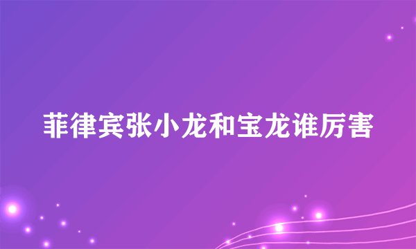 菲律宾张小龙和宝龙谁厉害