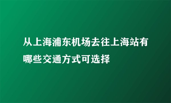从上海浦东机场去往上海站有哪些交通方式可选择