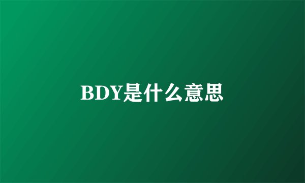 BDY是什么意思