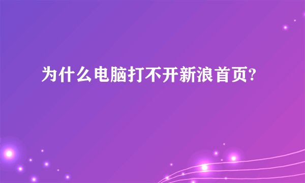 为什么电脑打不开新浪首页?