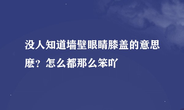 没人知道墙壁眼睛膝盖的意思麽？怎么都那么笨吖