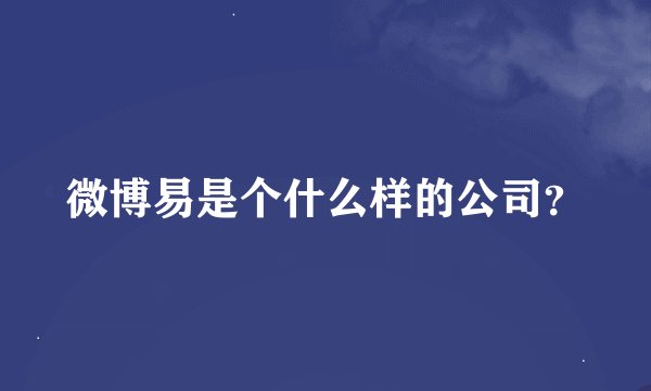 微博易是个什么样的公司？