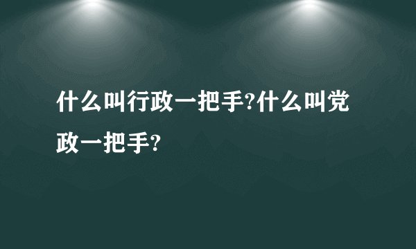 什么叫行政一把手?什么叫党政一把手?