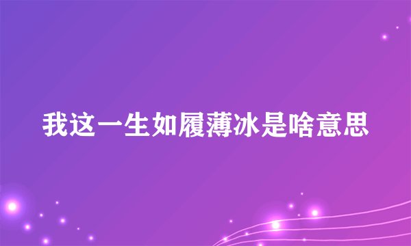我这一生如履薄冰是啥意思