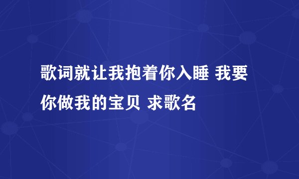 歌词就让我抱着你入睡 我要你做我的宝贝 求歌名