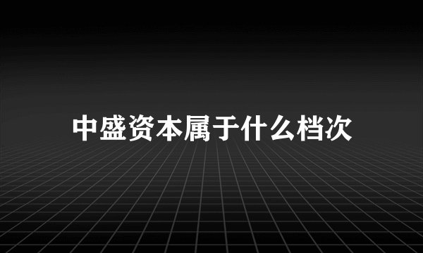 中盛资本属于什么档次