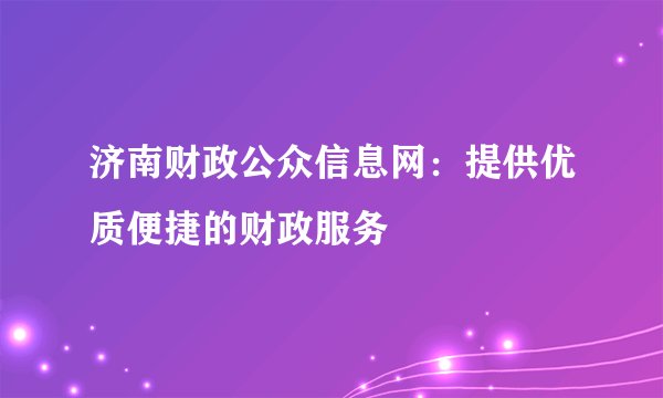 济南财政公众信息网：提供优质便捷的财政服务