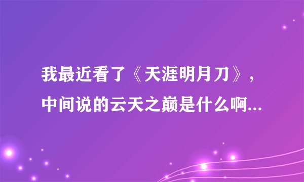 我最近看了《天涯明月刀》，中间说的云天之巅是什么啊？网上查了有四使，是哪几位啊?求大虾指点小弟。
