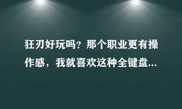 狂刃好玩吗？那个职业更有操作感，我就喜欢这种全键盘的格斗游戏，顺便求一个激活码？