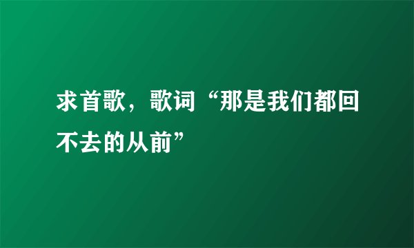 求首歌，歌词“那是我们都回不去的从前”