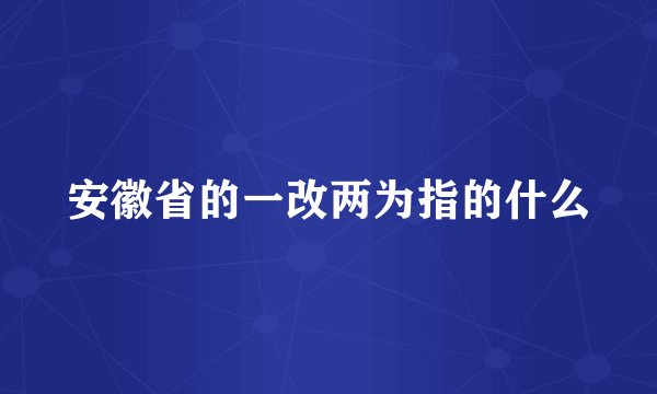 安徽省的一改两为指的什么