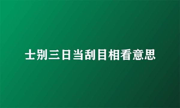 士别三日当刮目相看意思