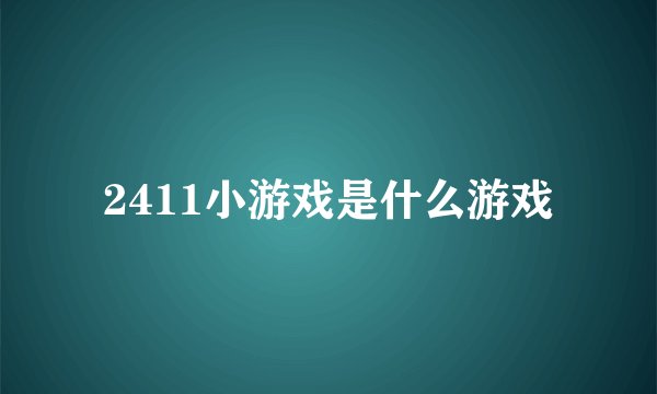 2411小游戏是什么游戏