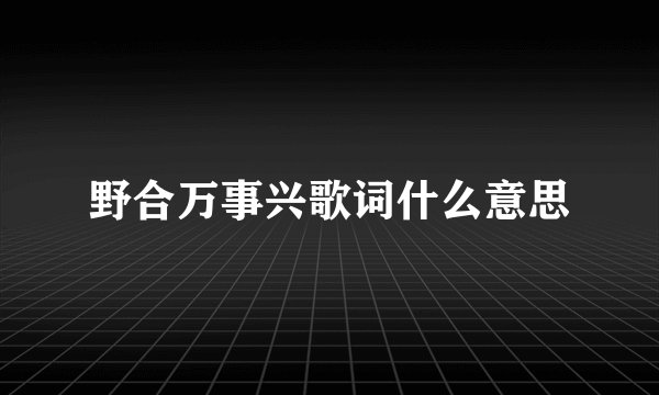 野合万事兴歌词什么意思