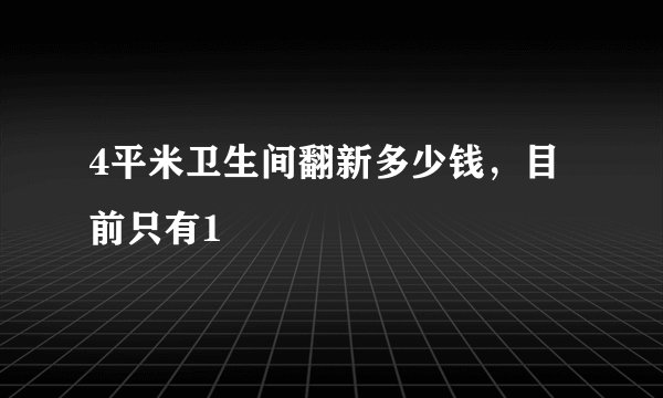 4平米卫生间翻新多少钱，目前只有1