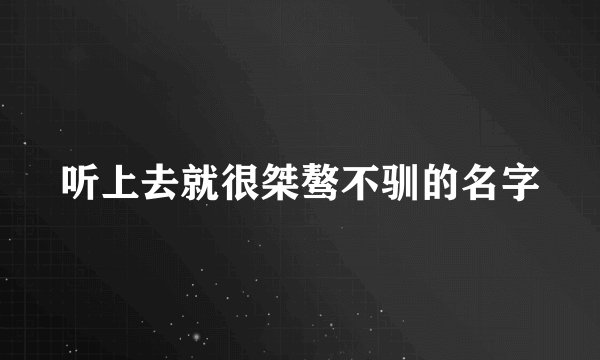 听上去就很桀骜不驯的名字
