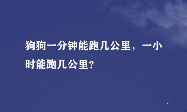 狗狗一分钟能跑几公里，一小时能跑几公里？