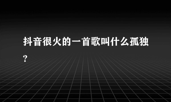 抖音很火的一首歌叫什么孤独?