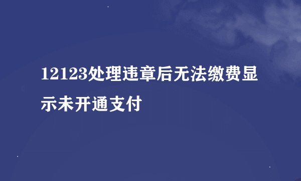 12123处理违章后无法缴费显示未开通支付