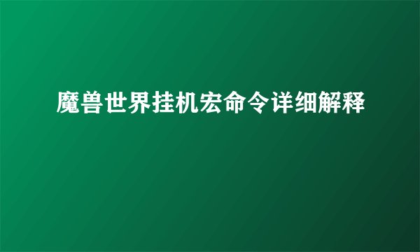 魔兽世界挂机宏命令详细解释