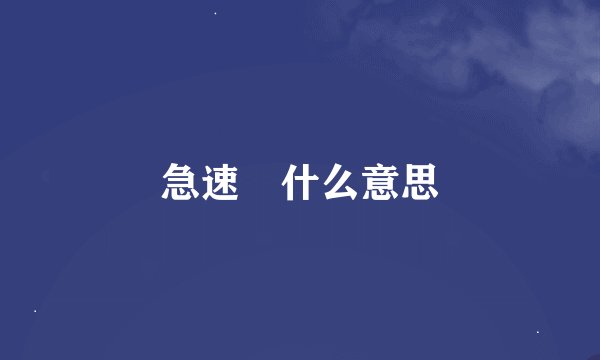 急速昰什么意思