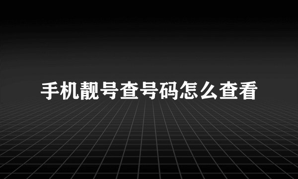 手机靓号查号码怎么查看