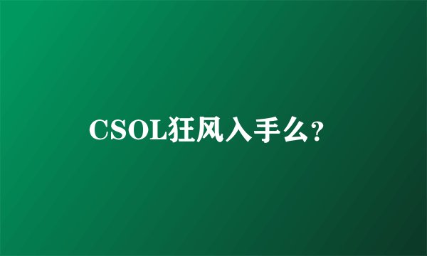 CSOL狂风入手么？