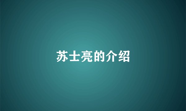 苏士亮的介绍