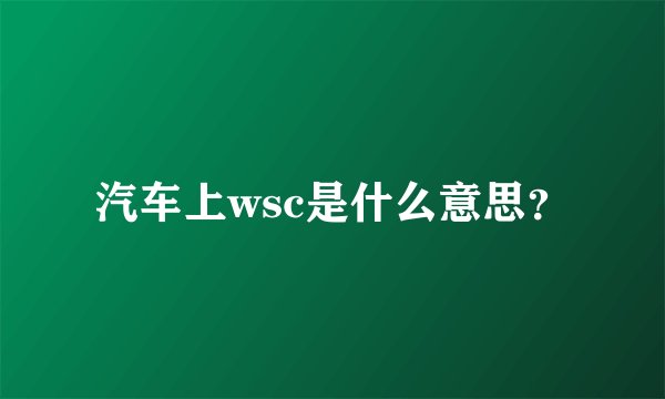 汽车上wsc是什么意思？