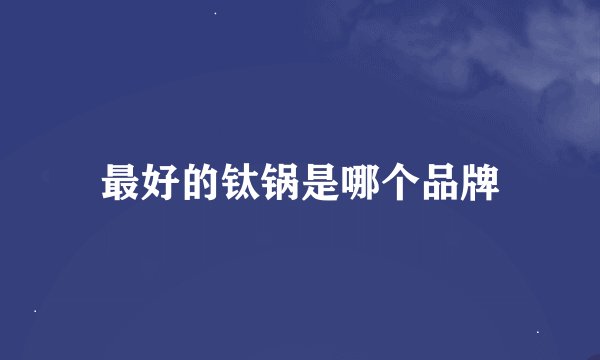 最好的钛锅是哪个品牌