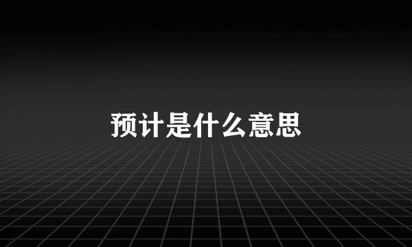 预计是什么意思