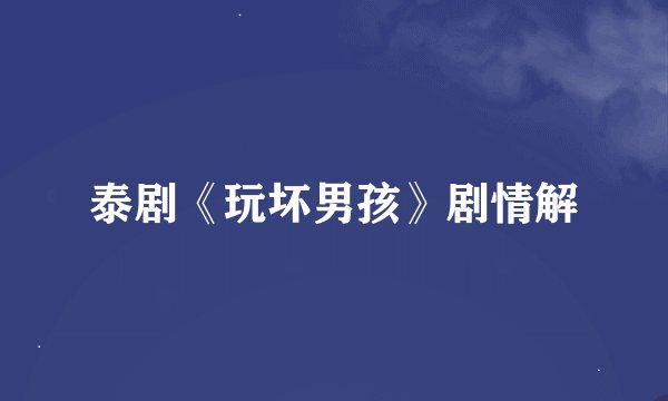 泰剧《玩坏男孩》剧情解