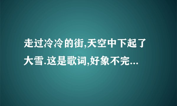 走过冷冷的街,天空中下起了大雪.这是歌词,好象不完全,谁能告诉我这是什么歌?我好喜欢~~