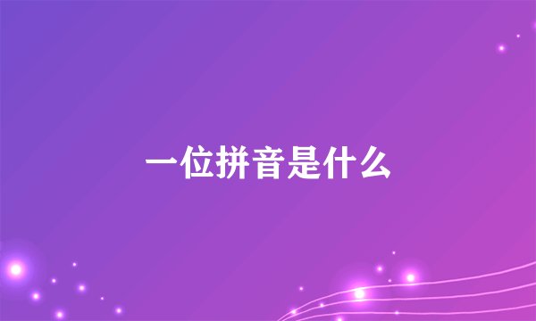 一位拼音是什么