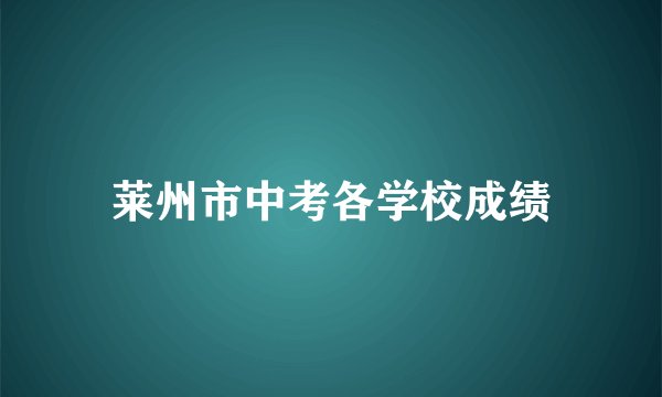莱州市中考各学校成绩