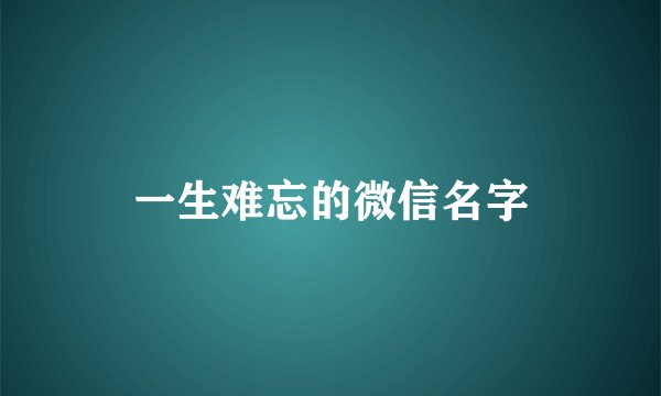 一生难忘的微信名字